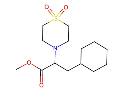 Methyl 3-cyclohexyl-2-(1,1-dioxo-1,4-thiazinan-4-yl)propanoate structure