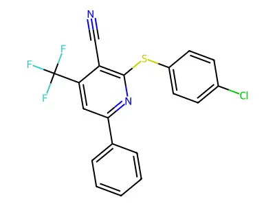 2-[(4-Chlorophenyl)sulfanyl]-6-phenyl-4-(trifluoromethyl)nicotinonitrile structure