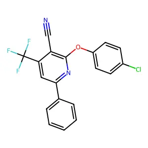 2-(4-Chlorophenoxy)-6-phenyl-4-(trifluoromethyl)nicotinonitrile structure