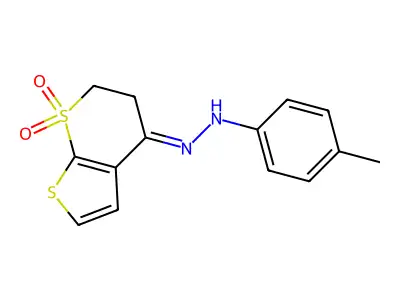 2,3-dihydro-1lambda~6~-thieno[2,3-b]thiopyran-1,1,4-trione 4-[N-(4-methylphenyl)hydrazone] structure