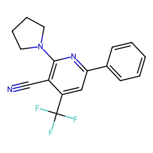 6-Phenyl-2-(1-pyrrolidinyl)-4-(trifluoromethyl)nicotinonitrile structure