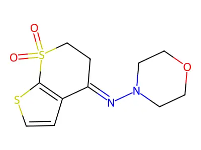 N-(5,6-Dihydro-7,7-dioxido-4H-thieno[2,3-b]thiopyran-4-ylidene)-4-morpholinamine structure