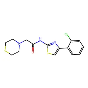 N-[4-(2-chlorophenyl)-1,3-thiazol-2-yl]-2-(1,4-thiazinan-4-yl)acetamide structure