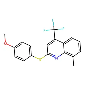Methyl 4-{[8-methyl-4-(trifluoromethyl)-2-quinolinyl]sulfanyl}phenyl ether structure