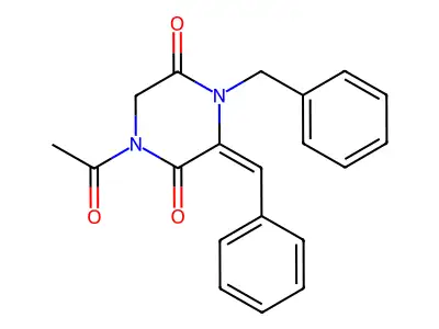 1-Acetyl-4-benzyl-3-benzylidenepiperazine-2,5-dione structure