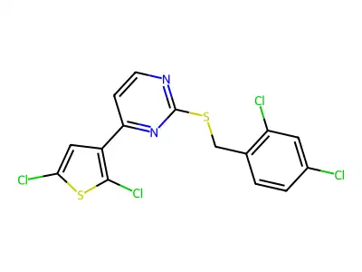 2-[(2,4-Dichlorobenzyl)sulfanyl]-4-(2,5-dichloro-3-thienyl)pyrimidine structure