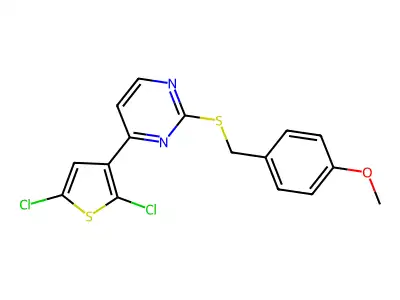 4-(2,5-Dichlorothiophen-3-yl)-2-[(4-methoxyphenyl)methylsulfanyl]pyrimidine structure