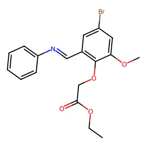 Ethyl 2-{4-bromo-2-methoxy-6-[(phenylimino)methyl]phenoxy}acetate structure