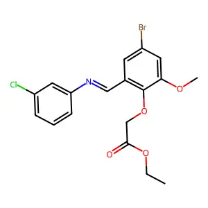 Ethyl 2-(4-bromo-2-{[(3-chlorophenyl)imino]methyl}-6-methoxyphenoxy)acetate structure