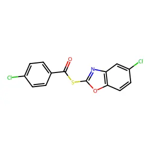 S-(5-chloro-1,3-benzoxazol-2-yl) 4-chlorobenzenecarbothioate structure