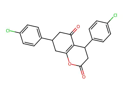 4,7-bis(4-chlorophenyl)-4,6,7,8-tetrahydro-2H-chromene-2,5(3H)-dione structure