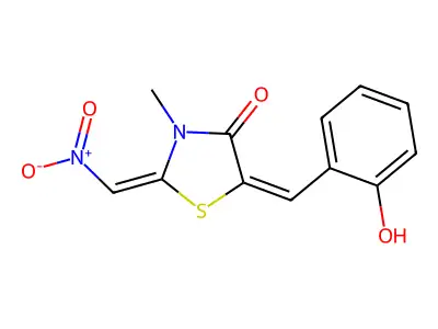 5-[(2-hydroxyphenyl)methylidene]-3-methyl-2-(nitromethylidene)-1,3-thiazolidin-4-one structure