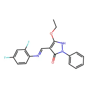 4-[(2,4-difluoroanilino)methylene]-5-ethoxy-2-phenyl-2,4-dihydro-3H-pyrazol-3-one structure