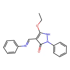 4-(anilinomethylene)-5-ethoxy-2-phenyl-2,4-dihydro-3H-pyrazol-3-one structure