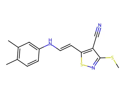 5-[2-(3,4-Dimethylanilino)ethenyl]-3-methylsulfanyl-1,2-thiazole-4-carbonitrile structure