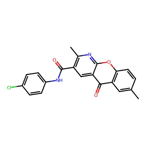 N-(4-chlorophenyl)-2,7-dimethyl-5-oxo-5H-chromeno[2,3-b]pyridine-3-carboxamide structure