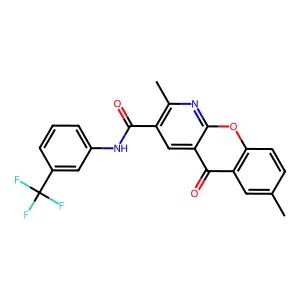 2,7-dimethyl-5-oxo-N-[3-(trifluoromethyl)phenyl]-5H-chromeno[2,3-b]pyridine-3-carboxamide structure