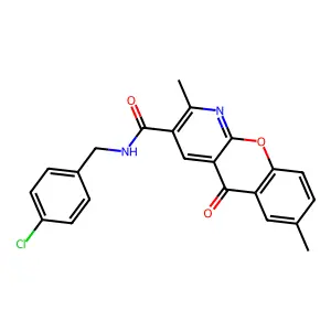 N-(4-chlorobenzyl)-2,7-dimethyl-5-oxo-5H-chromeno[2,3-b]pyridine-3-carboxamide structure