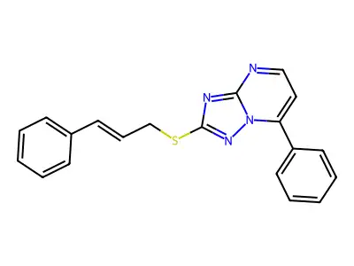 7-Phenyl-2-(3-phenylprop-2-enylsulfanyl)-[1,2,4]triazolo[1,5-a]pyrimidine structure