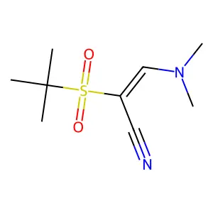 3-(Dimethylamino)-2-(2-methylpropane-2-sulfonyl)prop-2-enenitrile structure