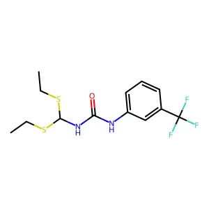 N-[bis(ethylsulfanyl)methyl]-N'-[3-(trifluoromethyl)phenyl]urea structure