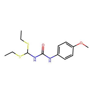 N-[bis(ethylsulfanyl)methyl]-N'-(4-methoxyphenyl)urea structure