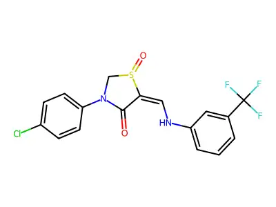 3-(4-chlorophenyl)-1-oxo-5-[[3-(trifluoromethyl)anilino]methylidene]-1,3-thiazolidin-4-one structure