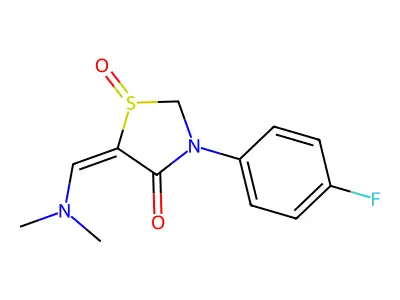 5-((Dimethylamino)methylene)-3-(4-fluorophenyl)thiazolidin-4-one 1-oxide structure