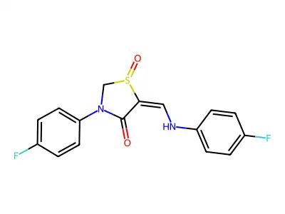 5-[(4-Fluoroanilino)methylidene]-3-(4-fluorophenyl)-1-oxo-1,3-thiazolidin-4-one structure
