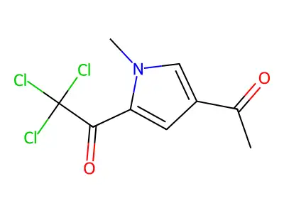 1-(4-acetyl-1-methyl-1H-pyrrol-2-yl)-2,2,2-trichloroethan-1-one structure