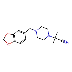 2-[4-(1,3-Benzodioxol-5-ylmethyl)piperazino]-2-methylpropanenitrile structure