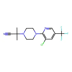 2-{4-[3-chloro-5-(trifluoromethyl)-2-pyridinyl]piperazino}-2-methylpropanenitrile structure