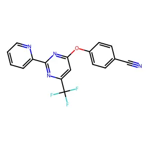 4-{[2-(2-Pyridinyl)-6-(trifluoromethyl)-4-pyrimidinyl]oxy}benzenecarbonitrile structure
