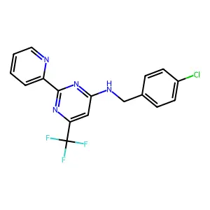 N-(4-chlorobenzyl)-2-(2-pyridinyl)-6-(trifluoromethyl)-4-pyrimidinamine structure