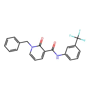 1-benzyl-2-oxo-N-[3-(trifluoromethyl)phenyl]-1,2-dihydropyridine-3-carboxamide structure
