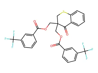 [4-oxo-3-[[3-(trifluoromethyl)benzoyl]oxymethyl]-2H-thiochromen-3-yl]methyl 3-(trifluoromethyl)benzoate structure