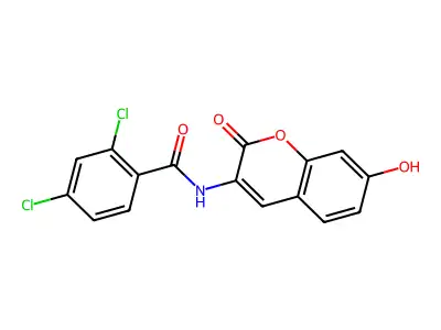 2,4-dichloro-N-(7-hydroxy-2-oxo-2H-chromen-3-yl)benzenecarboxamide structure