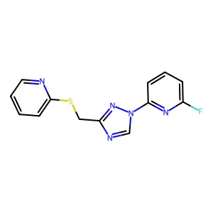 2-fluoro-6-{3-[(2-pyridinylsulfanyl)methyl]-1H-1,2,4-triazol-1-yl}pyridine structure