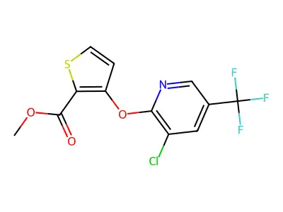 Methyl 3-{[3-chloro-5-(trifluoromethyl)-2-pyridinyl]oxy}-2-thiophenecarboxylate structure