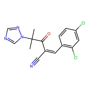3-(2,4-dichlorophenyl)-2-[2-methyl-2-(1H-1,2,4-triazol-1-yl)propanoyl]acrylonitrile structure