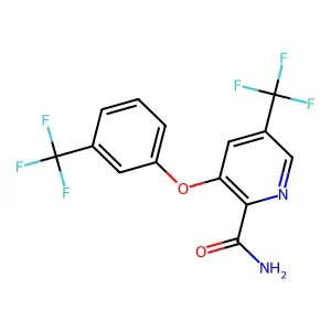 5-(Trifluoromethyl)-3-[3-(trifluoromethyl)phenoxy]pyridine-2-carboxamide structure