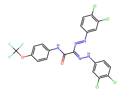 2-[(3,4-dichlorophenyl)diazenyl]-2-[(3,4-dichlorophenyl)hydrazinylidene]-N-[4-(trifluoromethoxy)phenyl]acetamide structure