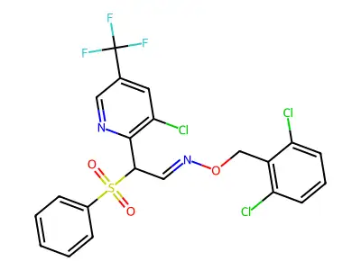 2-(benzenesulfonyl)-2-[3-chloro-5-(trifluoromethyl)pyridin-2-yl]-N-[(2,6-dichlorophenyl)methoxy]ethanimine structure