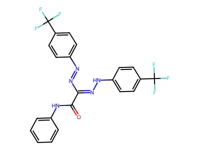 N-phenyl-2-[[4-(trifluoromethyl)phenyl]diazenyl]-2-[[4-(trifluoromethyl)phenyl]hydrazinylidene]acetamide structure