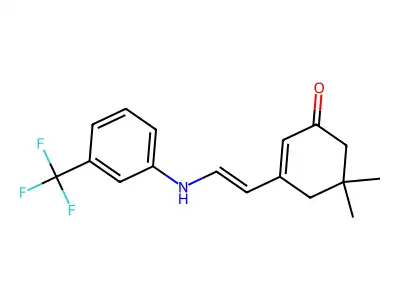 5,5-Dimethyl-3-[2-[3-(trifluoromethyl)anilino]ethenyl]cyclohex-2-en-1-one structure