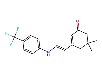 5,5-Dimethyl-3-[2-[4-(trifluoromethyl)anilino]ethenyl]cyclohex-2-en-1-one structure