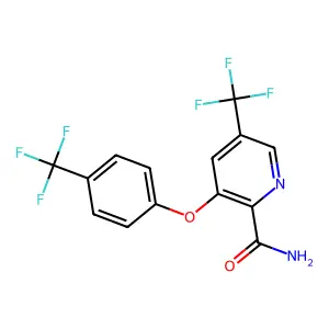 5-(Trifluoromethyl)-3-[4-(trifluoromethyl)phenoxy]pyridine-2-carboxamide structure