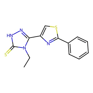 4-ethyl-5-(2-phenyl-1,3-thiazol-4-yl)-4H-1,2,4-triazole-3-thiol structure