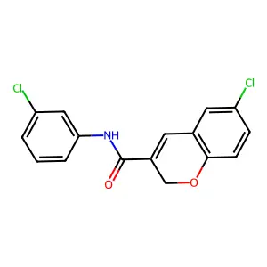 6-chloro-N-(3-chlorophenyl)-2H-chromene-3-carboxamide structure