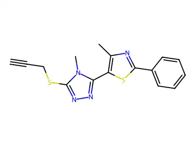 4-methyl-3-(4-methyl-2-phenyl-1,3-thiazol-5-yl)-5-(2-propynylsulfanyl)-4H-1,2,4-triazole structure